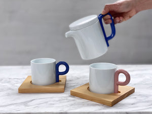 Hakusan P-type Tea Cup and Wooden Saucer - CIBI Hakusan Porcelain
