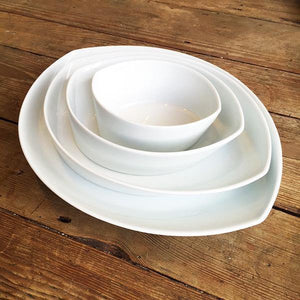 Hakusan Leaves Plate Set (4pcs) White - CIBI Hakusan Porcelain