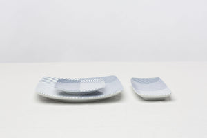 Hakusan Kasanejima Stripes Rectangular Plate - CIBI Hakusan Porcelain