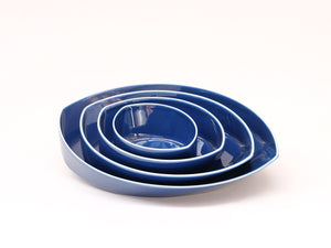 Hakusan Leaves Plate Set (4pcs) Blue