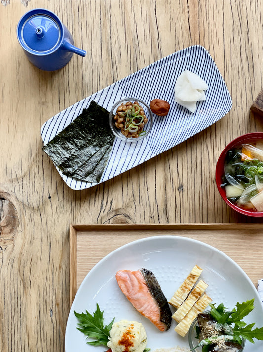 Hakusan Kasanejima Stripes Rectangular Plate