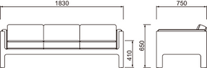 Tendo Mokko Haco Sofa 3P by Isamu Kenmochi