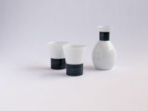 Hakusan Asanoito Hemp Thread Sake Bottle Indigo - CIBI Hakusan Porcelain