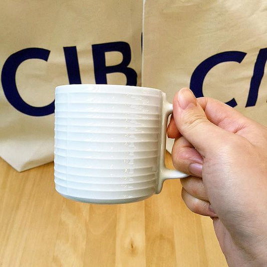Hakusan Relief Mug C - Horizontal Lines - CIBI Hakusan Porcelain