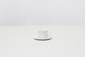 Hakusan H-Type Coffee Cup and Saucer White - CIBI Hakusan Porcelain