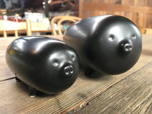 Hakusan Ornament Pig Black Matte - CIBI Hakusan Porcelain