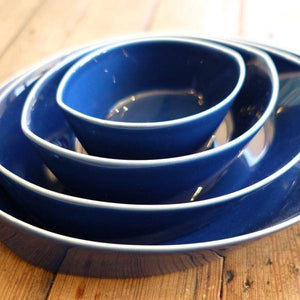Hakusan Leaves Plate Set (4pcs) Blue - CIBI Hakusan Porcelain