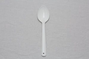Noda Horo White Enamel Large Spoon - CIBI Noda Horo